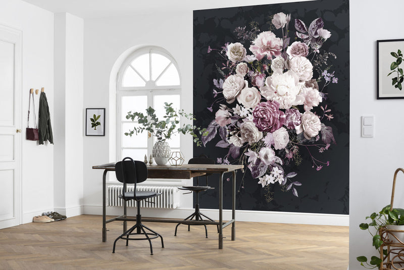 carta da parati bouquet rose in ufficio