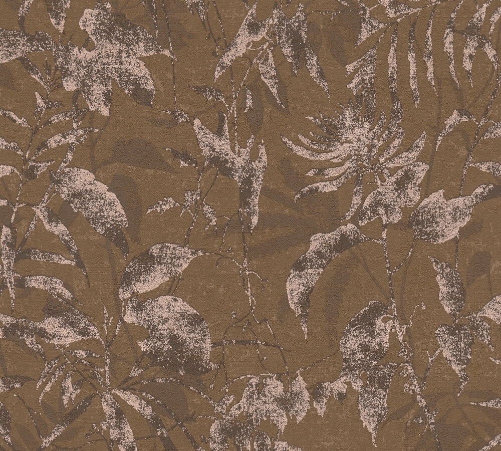 carta-da-parati-foglie-mattone