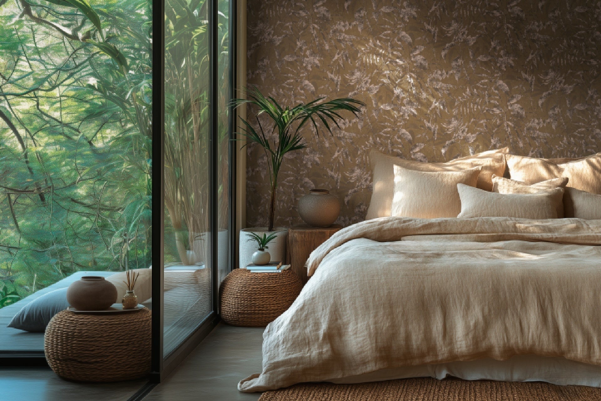 carta-da-parati-foglie-mattone-ambientata