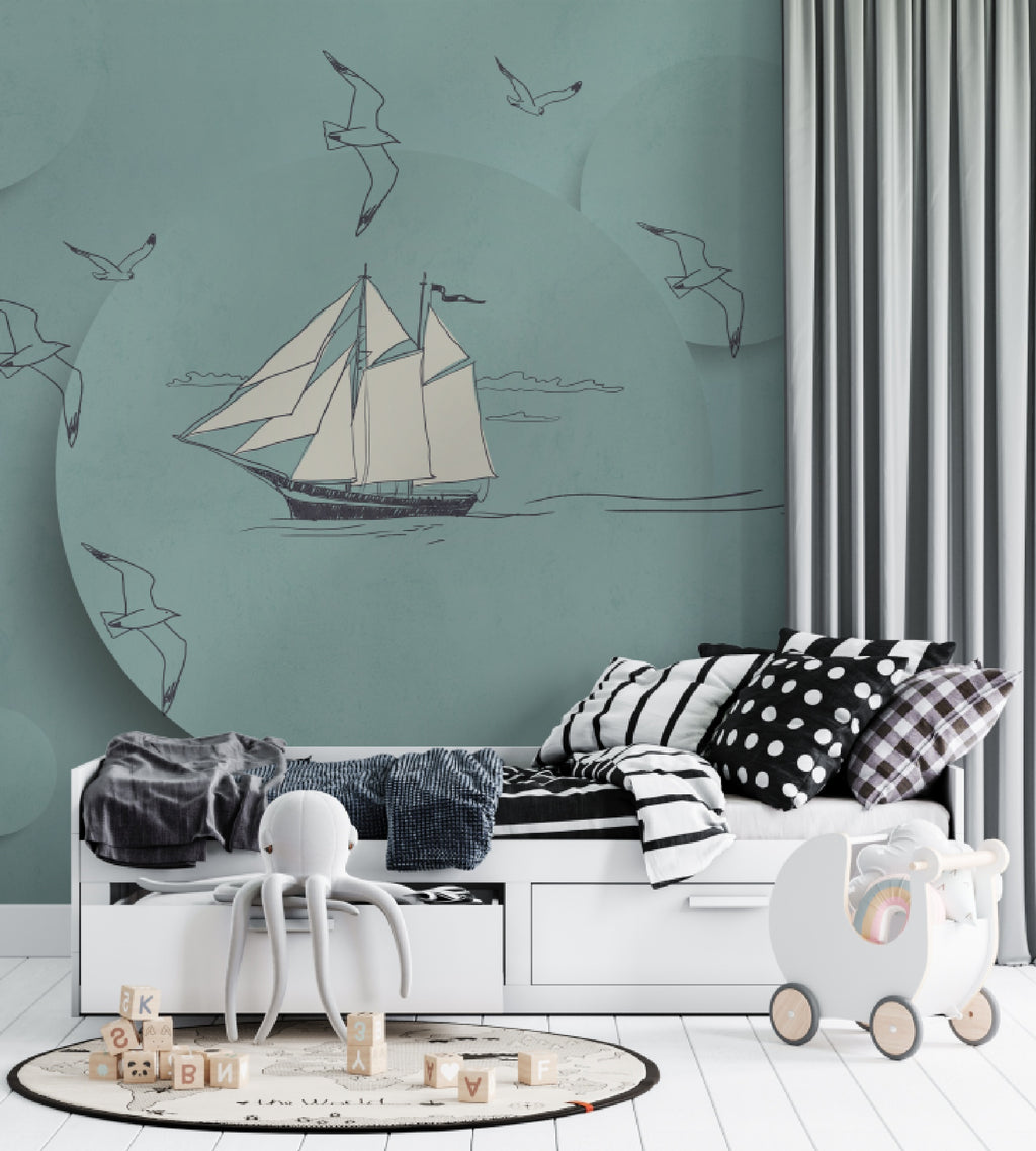 carta da parati bambini barca ambientata