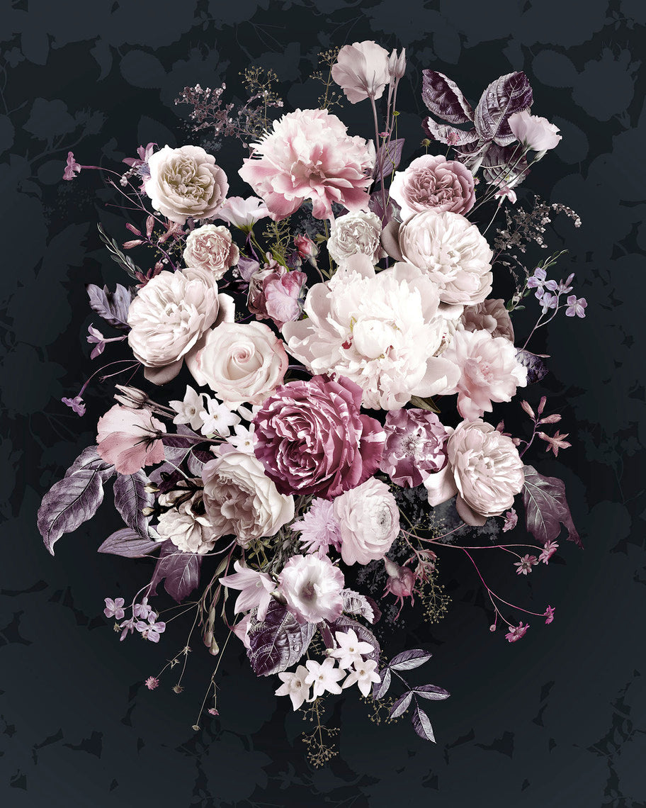 carta da parati bouquet rose nella sua interezza