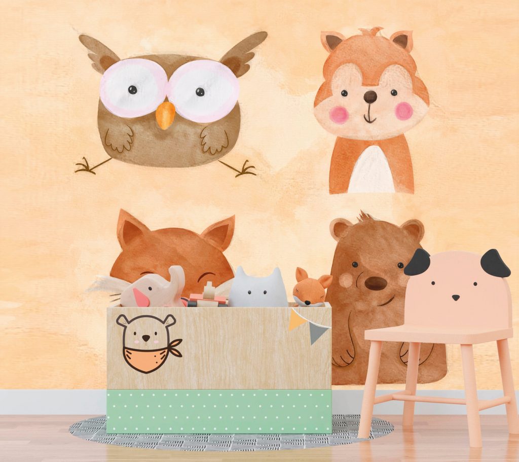 carta-da-parati-cuccioli-felici-meraviglia-happy-little-ones-ambientata