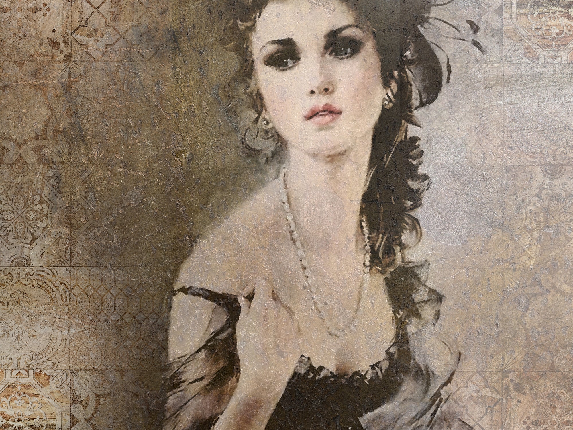 carta-da-parati-donna-elegante-ambientata in una sala d'attesa