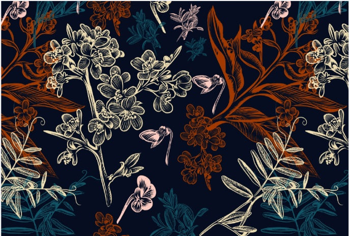 carta da parati essenze fiorite