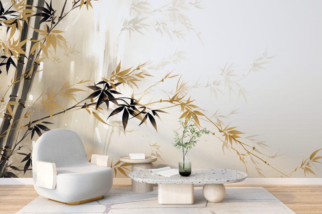 carta da parati felce dorata ambientata