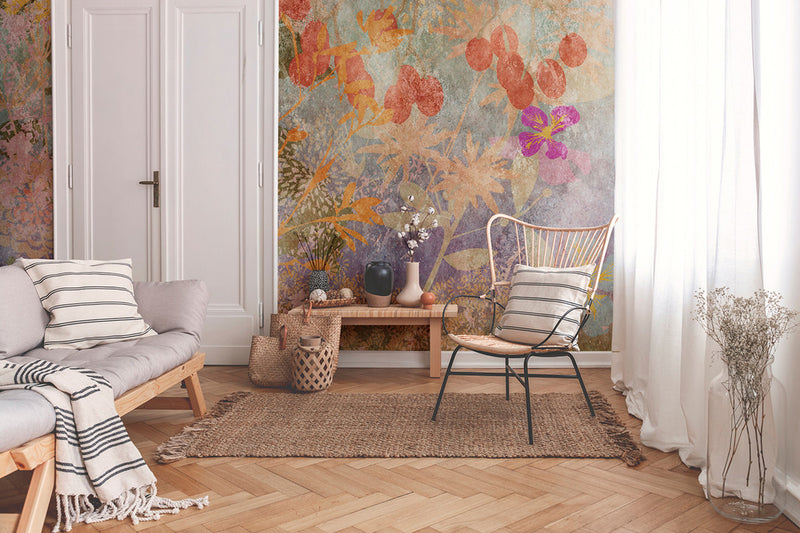 carta-da-parati-fiori-astratti-the-wall-silouette-ambientata