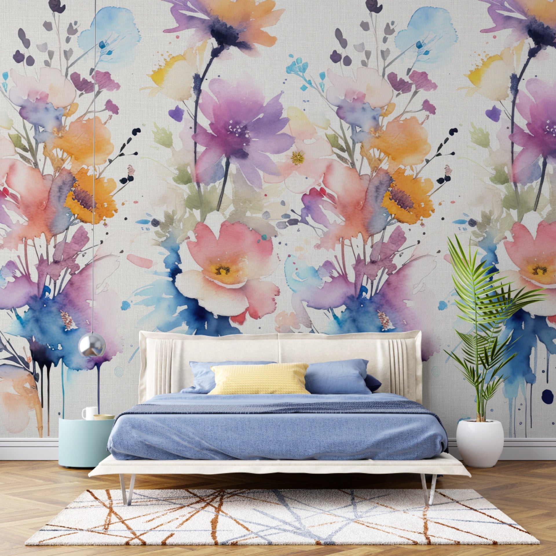 carta da parati fiori colorati ambientata