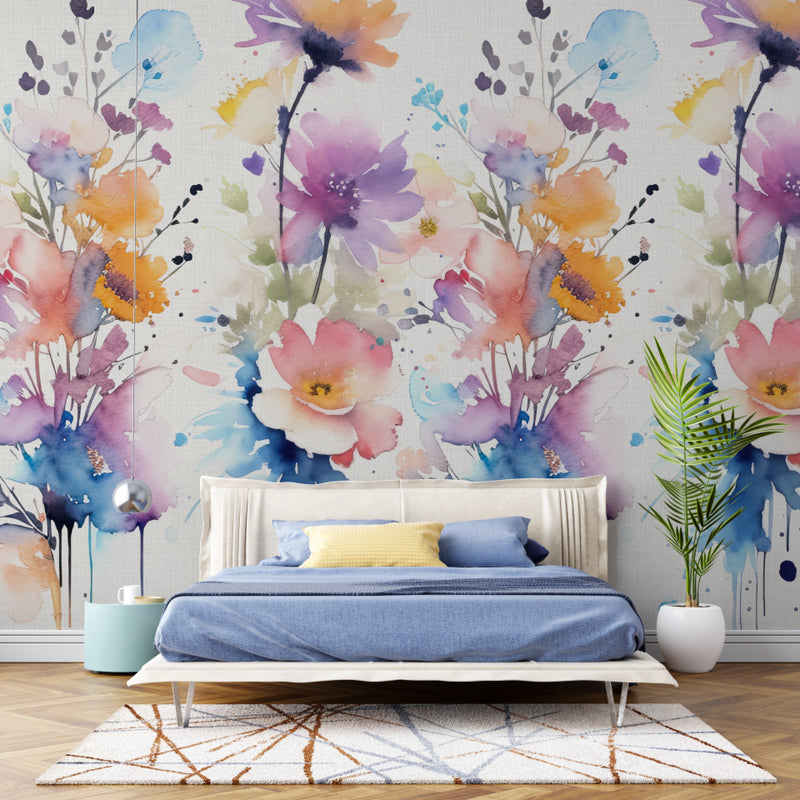 carta da parati fiori colorati ambientata