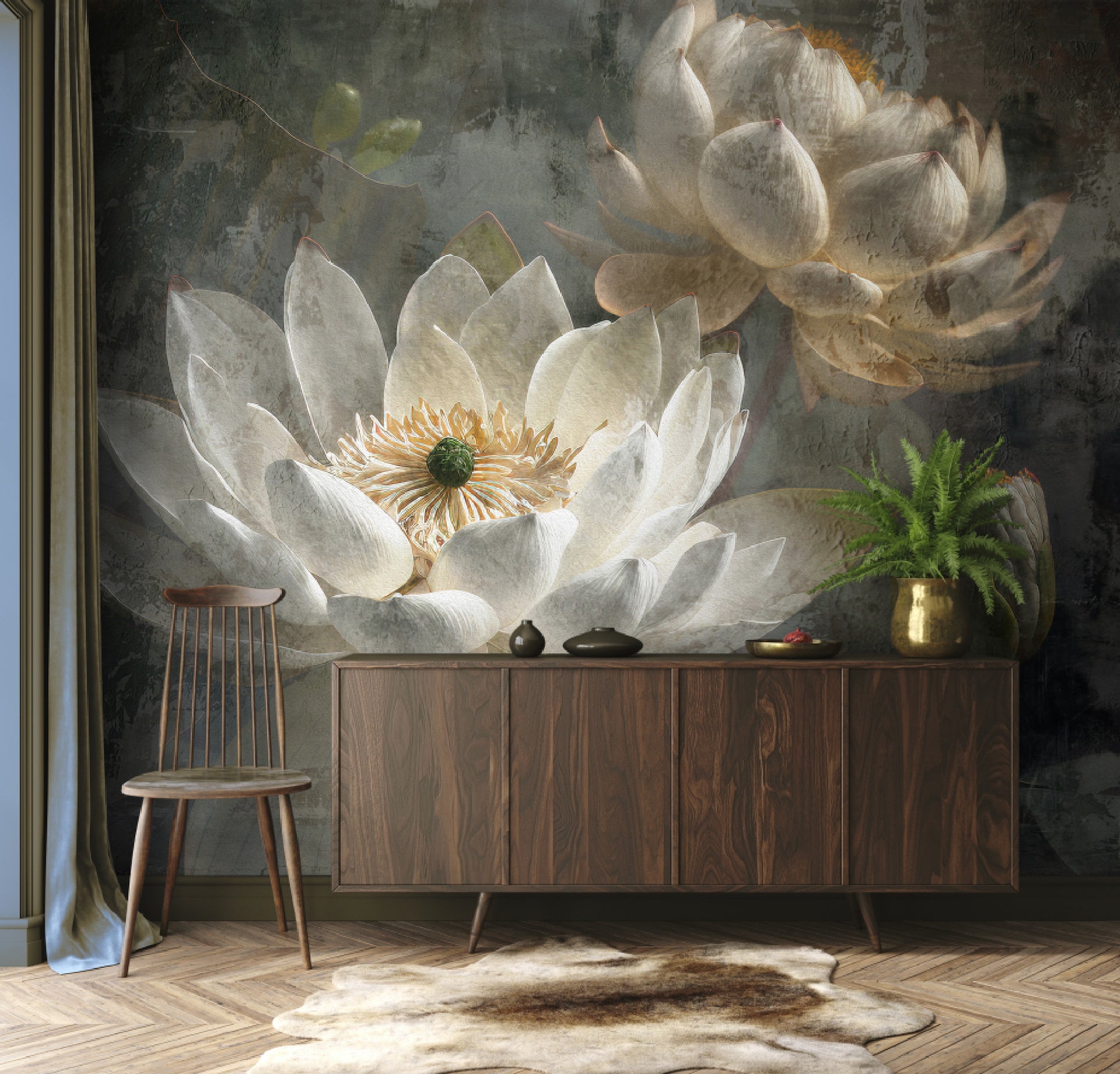 carta da parati fiori di loto ambientata