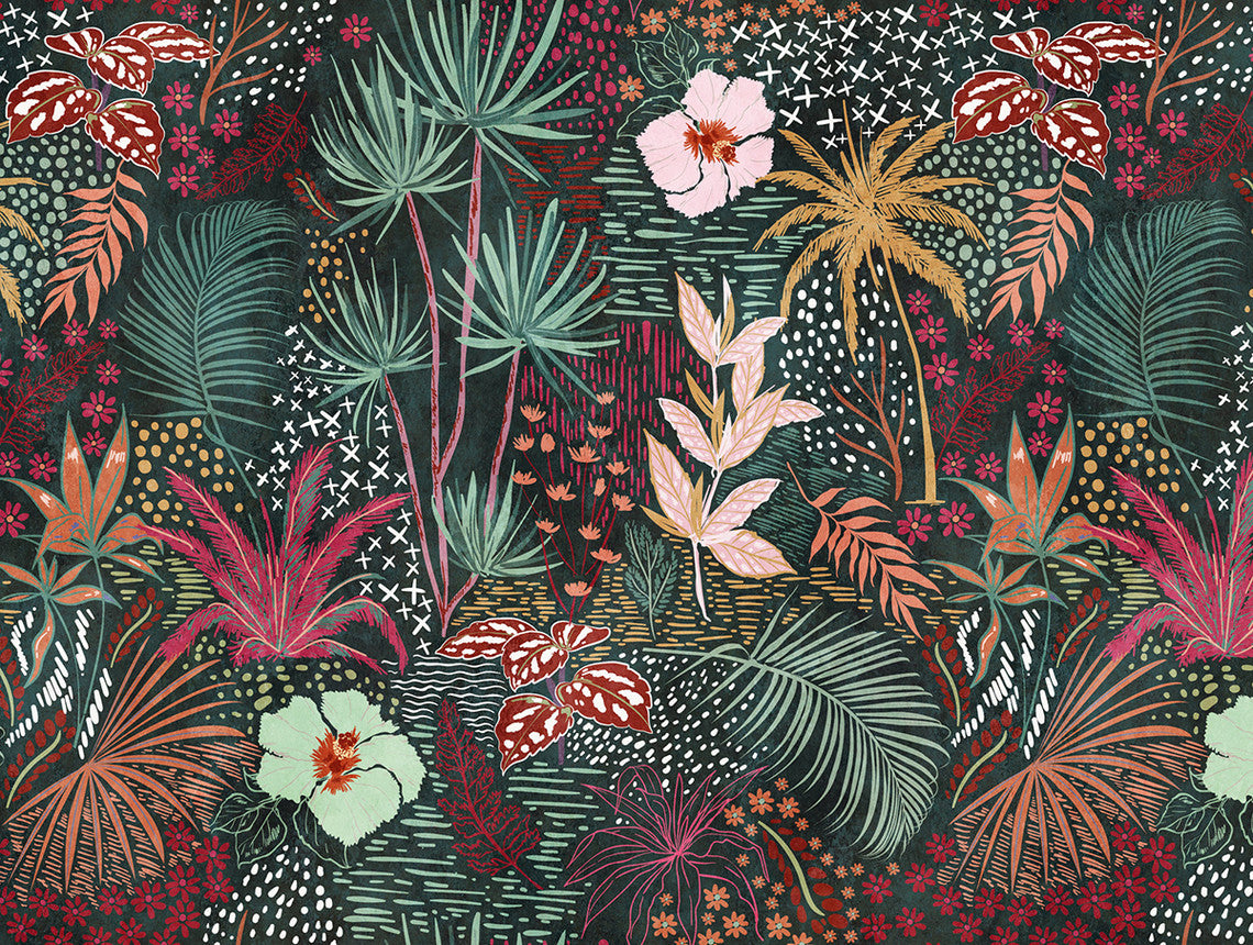 carta-da-parati-foglie-e-fiori-tropicali-the-wall-laguna