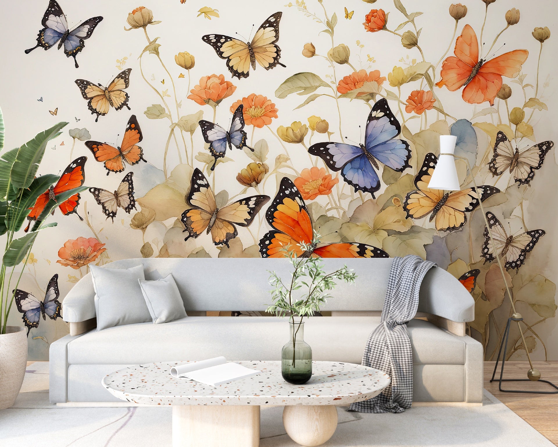 carta da parati giardino di farfalle ambientata