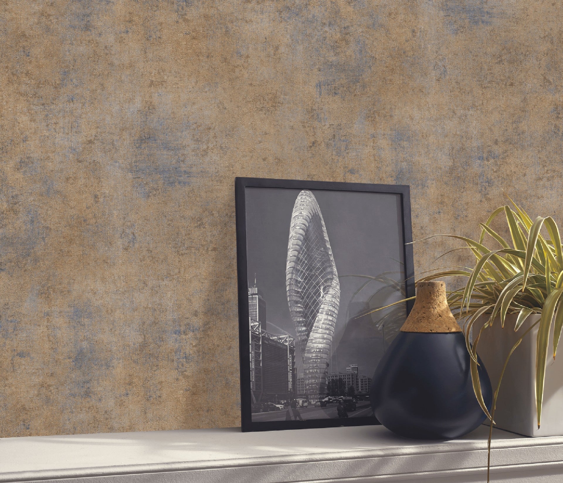 carta-da-parati-muro-materico-oro-blu-ambientata