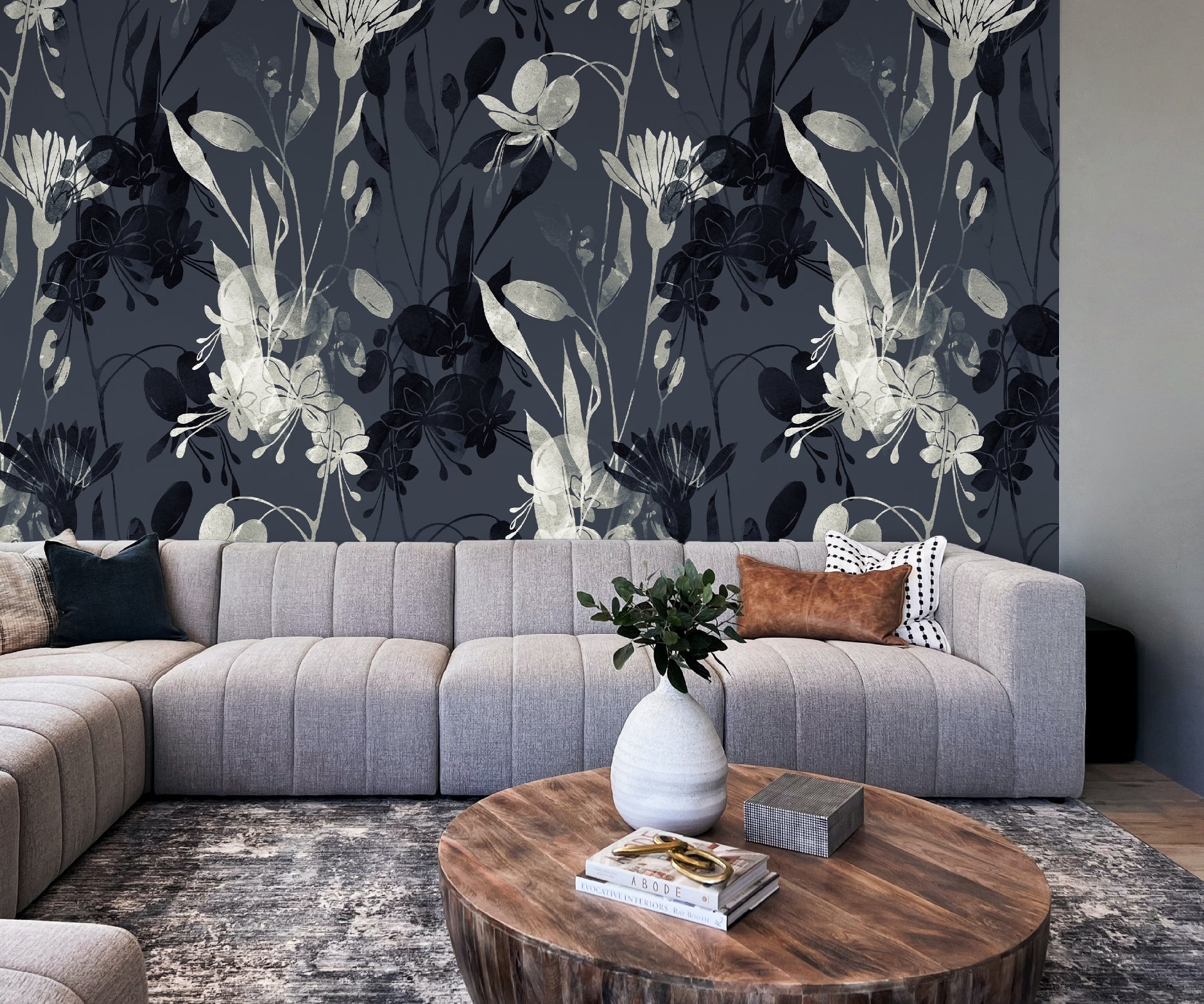 carta da parati ombre fiorite ambientata