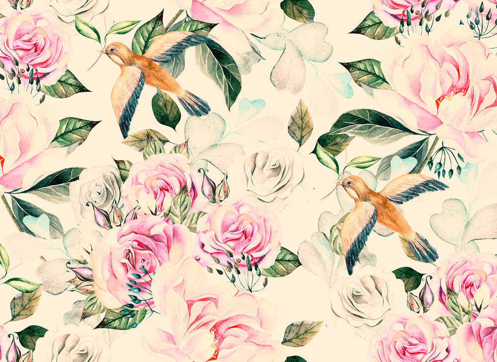 Beautiful watercolor seamless wedding pattern with eucaluptys, peony and rose.