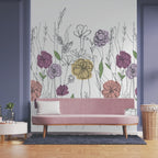 Carta da parati fiori grafica