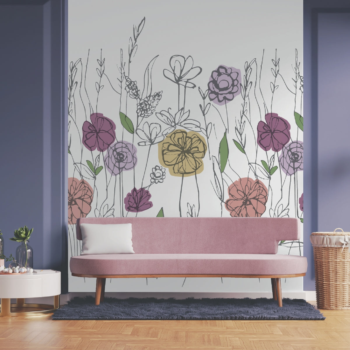 Carta da parati fiori grafica