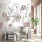 Carta da parati fiori grafica