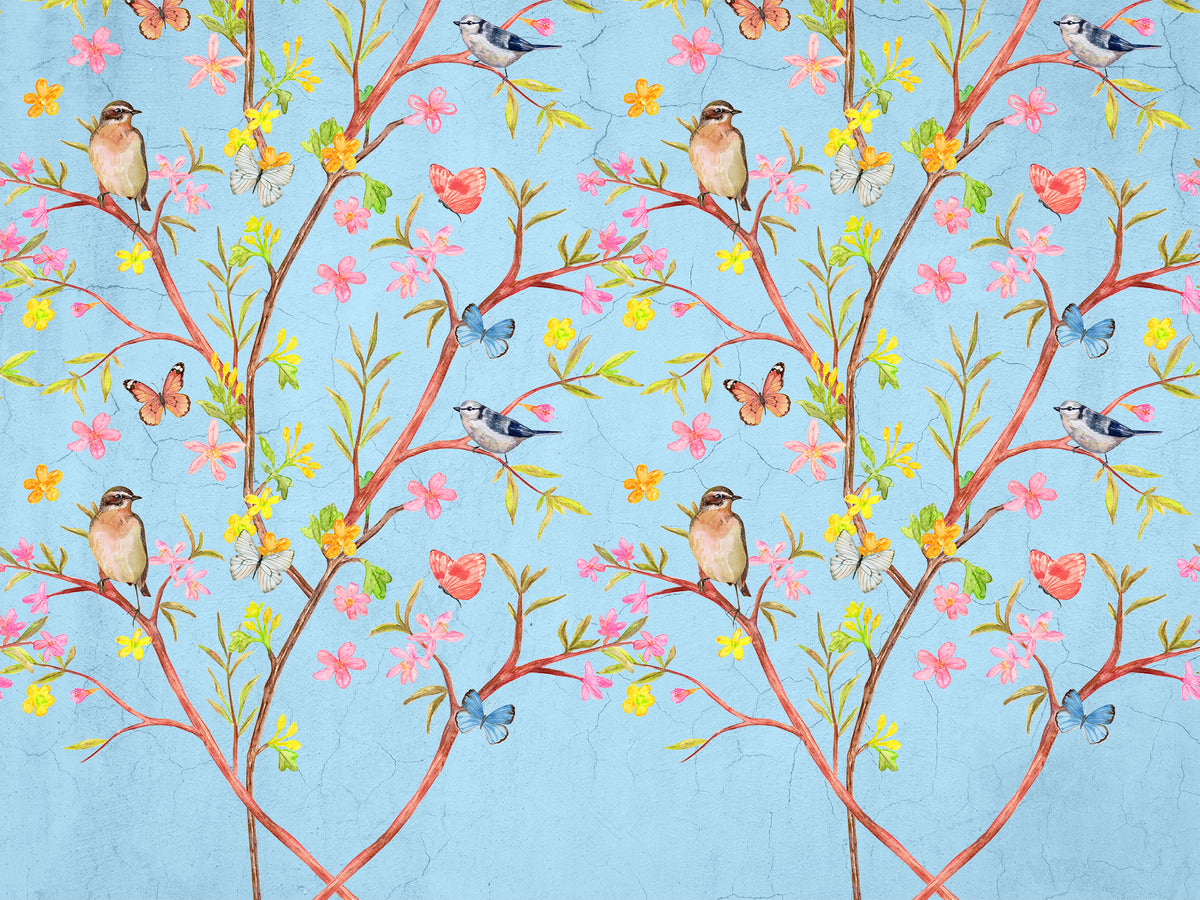 Carta da parati uccelli fiori