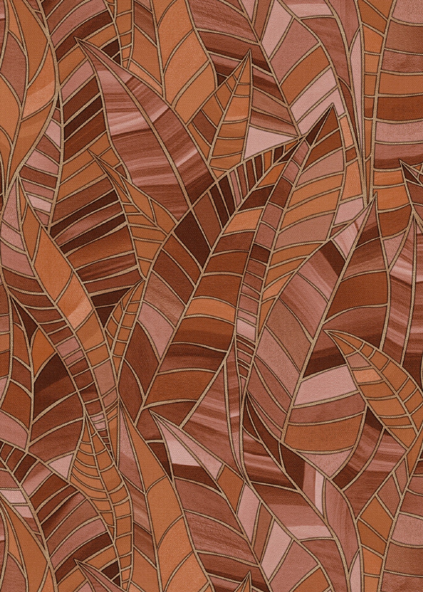 carta-da-parati-foglie-geometriche-rosso-mattone