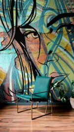 Carta da parati graffiti donna - Meraviglia woman graffiti
