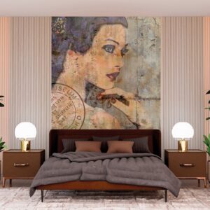 carta d parati donna d'altri tempi in camera da letto