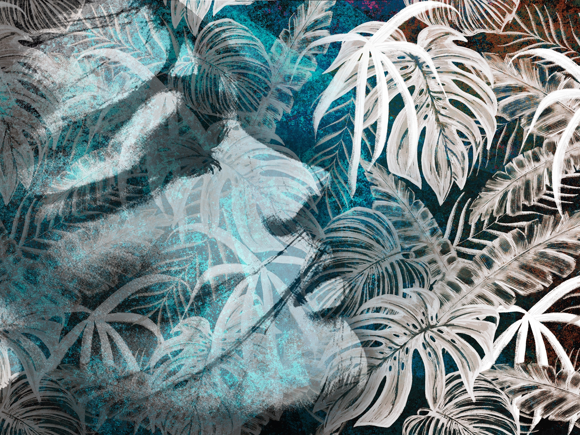 carta-da-parati-volto-e-foglie arta-da-parati-volto-e-foglie magnifico gioco di chiari e scuri