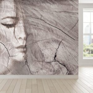 carta da parati volto trasparenza legno per arredare soggiorni, uffici e studi di design