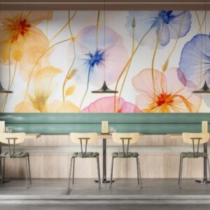 carta da parati fiori luminosi ambientata